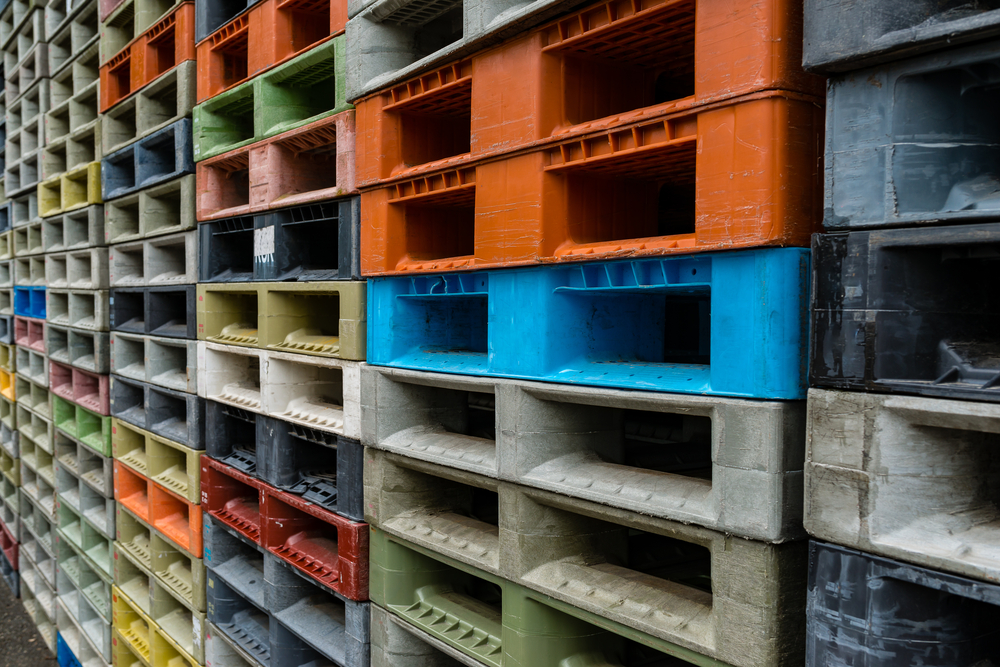colorful plastic containers pallets