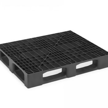 Black plastic euro pallet on a white background from Plastic Pallets UK